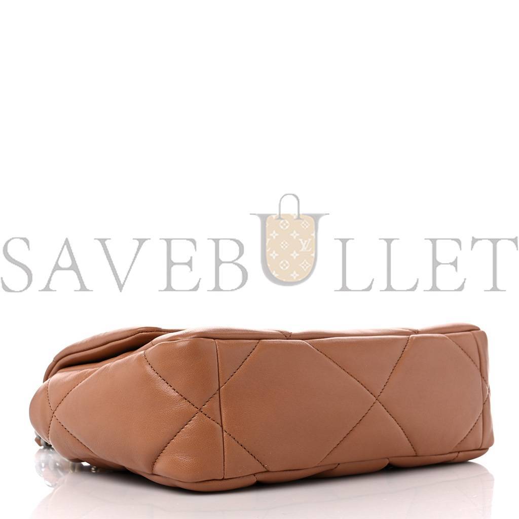 CHANEL MASTER LAMBSKIN QUILTED MEDIUM CHANEL 19 FLAP BROWN AS1160 (26*16*9cm)